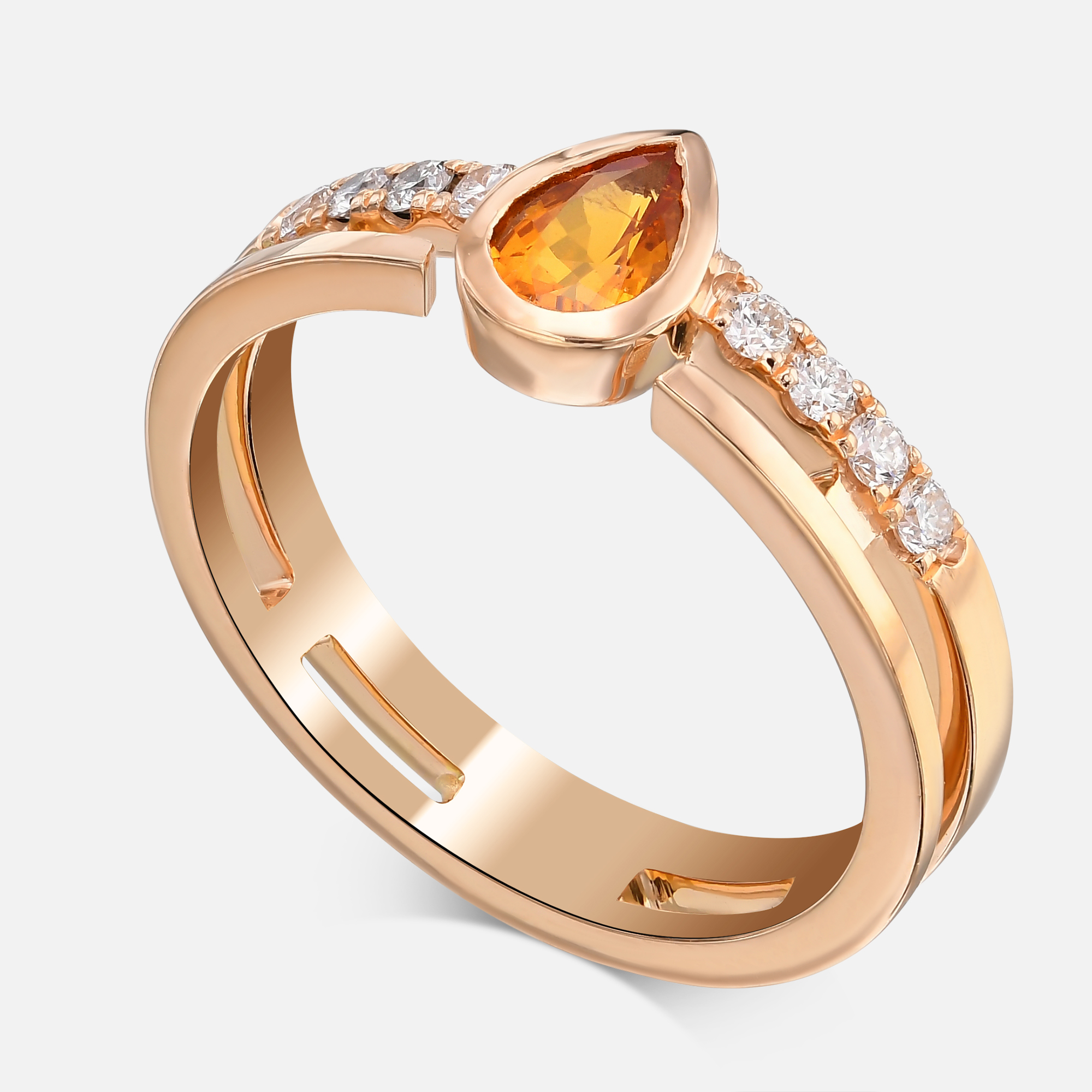Sapphire & Diamonds Double Band Gold Ring | Hanalore